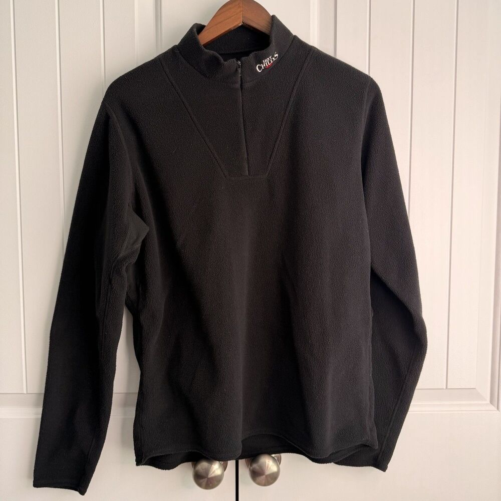 Vintage Hot Chillys Men’s L Black Fleece 1/4 Zip Pullover Made USA Ski Outdoor